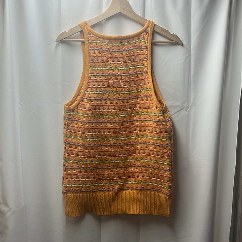 Sundance Orange Kitts Sleeveless Knit Geometric Sweater Tank- M - Picture 6 of 6